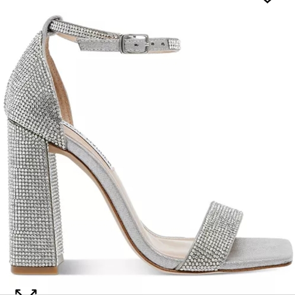 Steve Madden Tiaa Rhinestone Two-piece Dress Sandals Silver Rhinestone  -8.5 - Picture 2 of 8